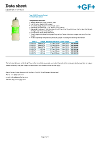 Thumbnail of document Data Sheet - 2450 Pressure Sensor